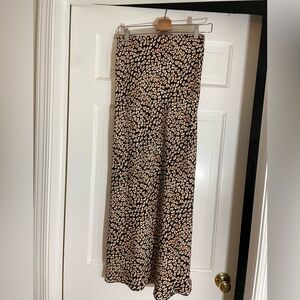 Free people leopard silk midi skirt